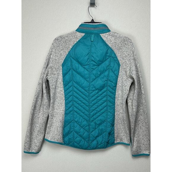 Xersion Women’s S Teal & Gray Full Zip Jacket with Hide Away Hood Quilted - Picture 7 of 12